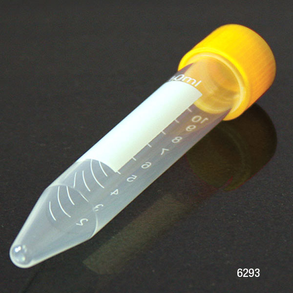 Globe Scientific Centrifuge Tube, 10mL, with Attached Yellow PP Screw Cap, PP, Printed Graduations, STERILE, 100/Bag, 10 Bags/Unit Centrifuge Tubes; Screw Cap